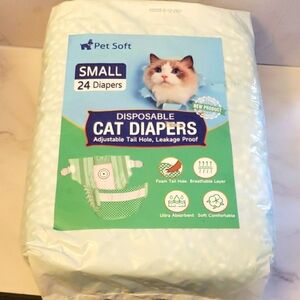 Pet Soft 24 Count Disposable Cat Diapers for Female & Male Cats Green Plaid SZ S